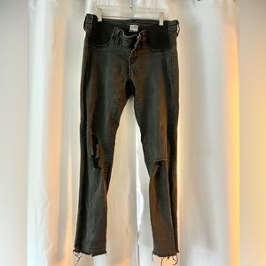 Old Navy Maternity Black Distressed Side Panel Skinny Ankle Jeans 6 Reg